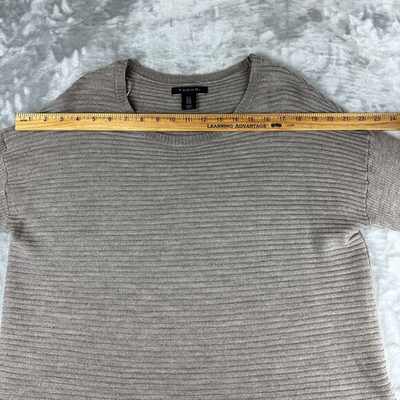 Tahari Ribbed Pullover Sweater Womens 1X Brown 50% Merino Wool Slouchy (0947) - Picture 6 of 8